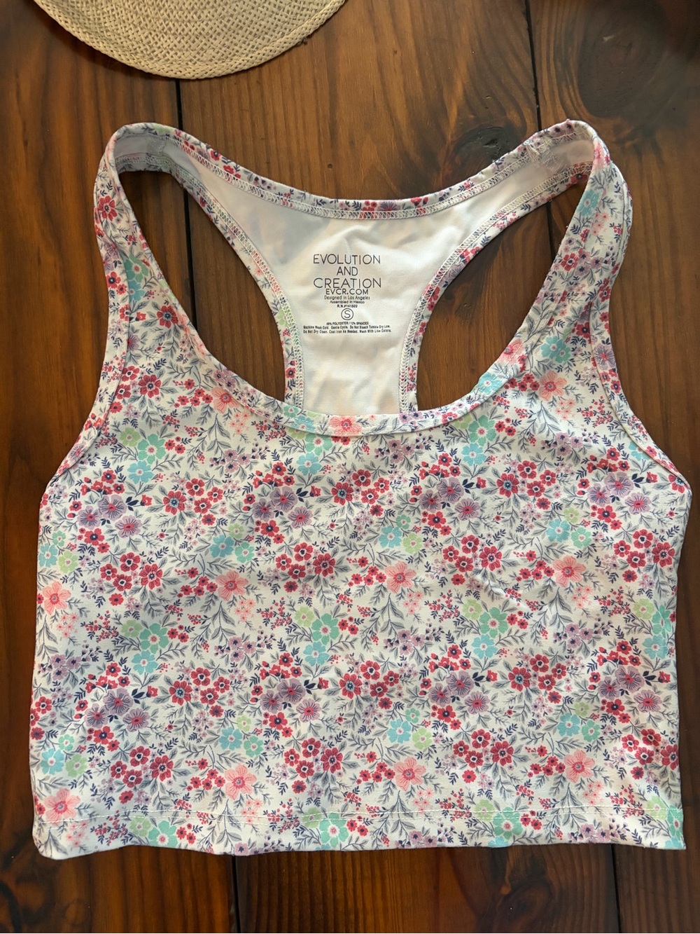 Evolution and Creation Floral Racerback Tank Top - White, Pink & Mint